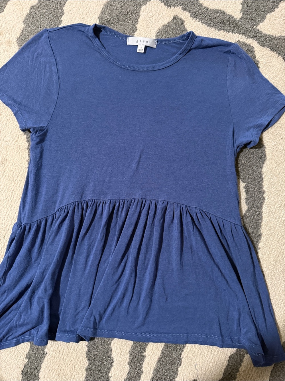 gaze Blue Short Sleeve Peplum Tee